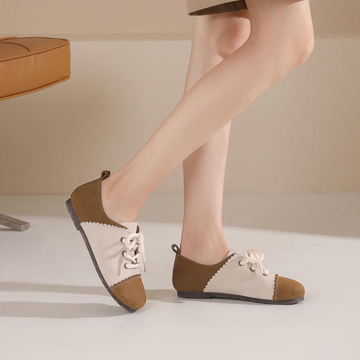 西村名物2024年秋季新款舒适平底系带圆润鞋头休闲鞋T24CM38681 商品图2