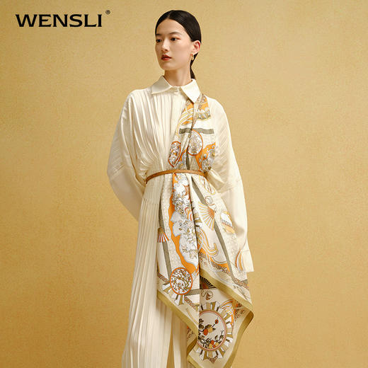 万事利“四时景”88厘米双面印花真丝大方巾 商品图0