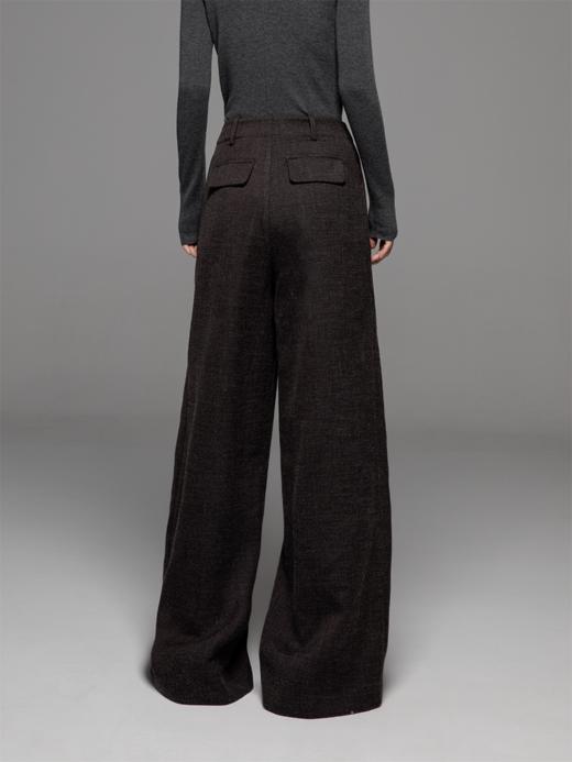 LIYIHAN 24秋腰部打褶刺绣阔腿西装裤垂感廓形休闲裤子宽松设计感 商品图4