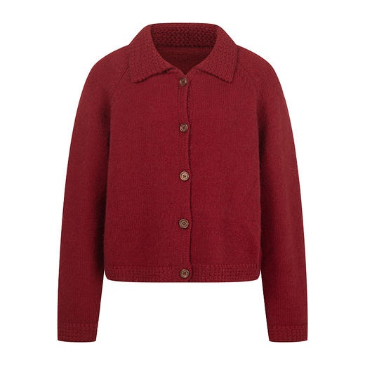 （小眠专属）HeyDress法式翻领针织开衫女秋冬复古红色毛衣慵懒百搭宽松上衣 商品图4