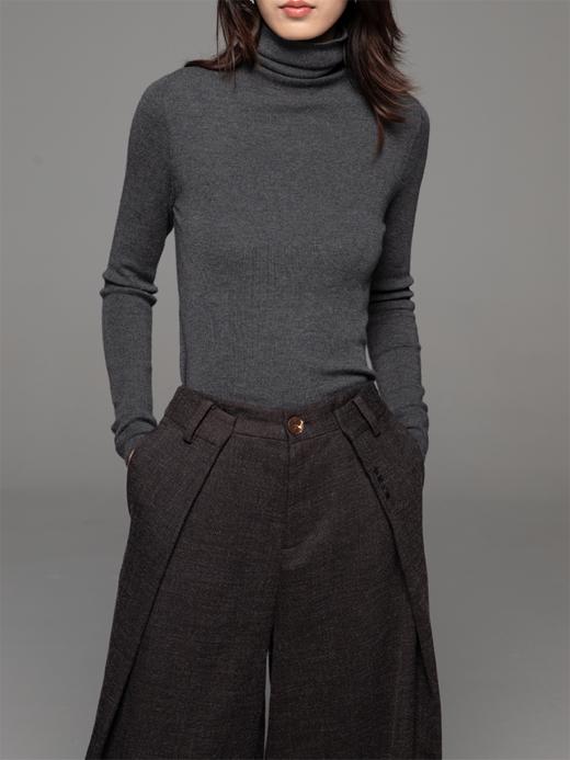 LIYIHAN 24秋腰部打褶刺绣阔腿西装裤垂感廓形休闲裤子宽松设计感 商品图3