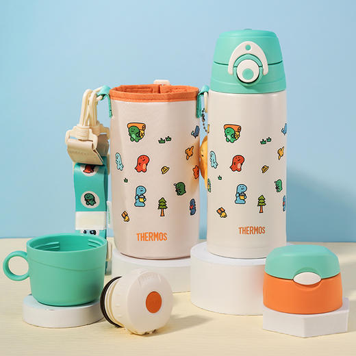 膳魔师不锈钢保温杯保冷直饮杯水杯小恐龙系列/青蛙米色吸管杯500mlS 商品图4