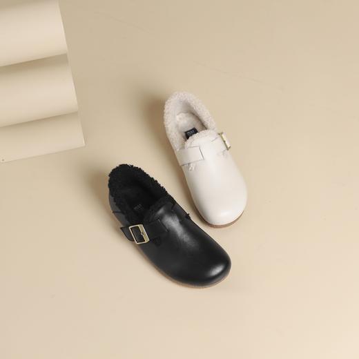 西村名物2024年冬季新款厚底防滑系带舒适保暖低帮毛毛鞋T24DM47901 商品图6