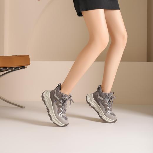 西村名物2024年冬季新款厚底防滑系带舒适保暖高帮老爹鞋T24DS48031 商品图3