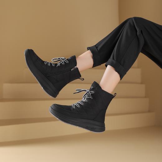 西村名物2024年冬季新款厚底防滑系带舒适保暖中帮毛毛鞋T24DS47891 商品图4