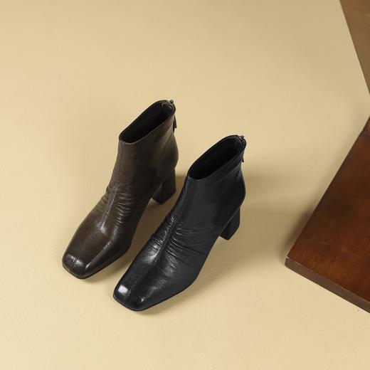 西村名物2024年冬季新款方头中跟舒适百搭切尔西靴时装靴T24DS48101 商品图0