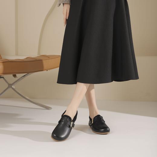 西村名物2024年冬季新款厚底防滑系带舒适保暖低帮毛毛鞋T24DM47901 商品图1