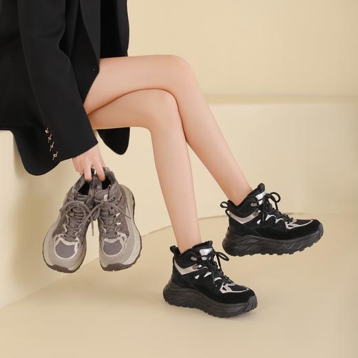 西村名物2024年冬季新款厚底防滑系带舒适保暖高帮老爹鞋T24DS48031 商品图0