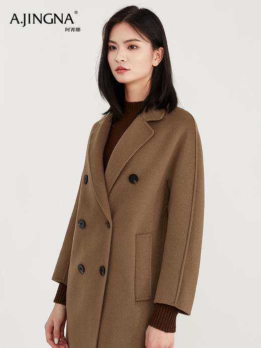【淘衣节专享】阿菁娜纯羊毛气质高级感显瘦双面呢大衣F30D211015 商品图1