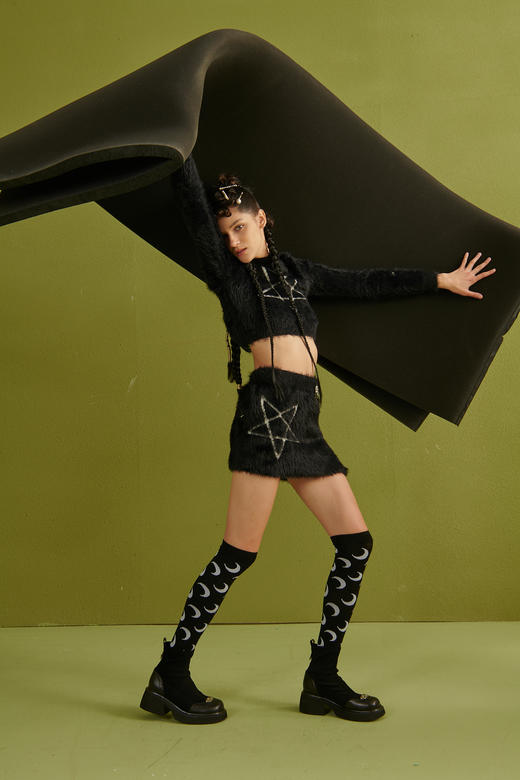 西村名物2023年冬季新款厚底增高时尚短靴袜靴U23DS45051 商品图2