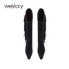 westory2024秋季新款美拉德真皮流苏尖头平底时尚高筒靴女W24DQ83951 商品缩略图3