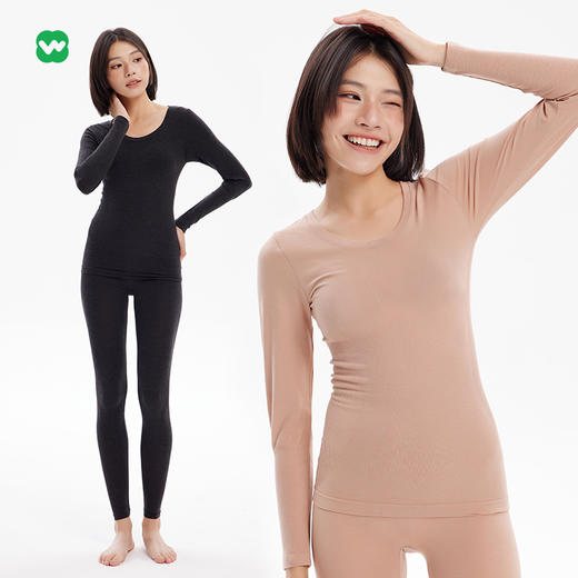 完型微压束身圆领保暖套装秋冬打底薄款球衣秋裤女款 商品图5