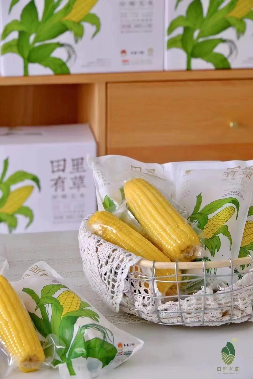 田里有草玉米，人工除草，非转基因锁鲜，独立真空包装，干净卫生