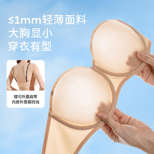 奶糖派防滑超薄无肩带2.0内衣大胸抹胸聚拢无痕美背可拆卸肩带 商品图4