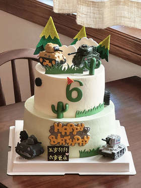 「坦克·森林」岁数可改·翻糖巧克力·100%动物奶油（附图6+8寸双层·提前4天预订）