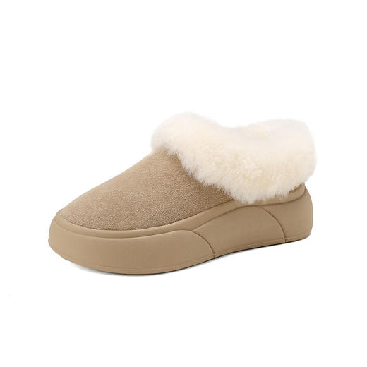 西村名物2024年冬季新款厚底防滑系带舒适保暖低帮毛毛鞋T24DM47051 商品图7