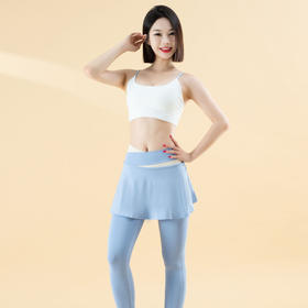 跃牌【瑜堂系列】新款假两件防走光裸感高弹拼色高腰提臀裤JYMK033