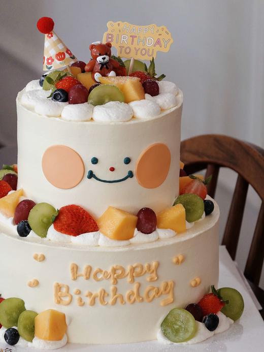 「可爱笑脸·森系鲜果」翻糖巧克力·100%动物奶油（附图5+8寸双层·提前10小时预订） 商品图1