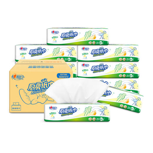 心相印 纸巾 KDT360（箱装）60抽9包塑装无印花厨房纸巾 商品图0