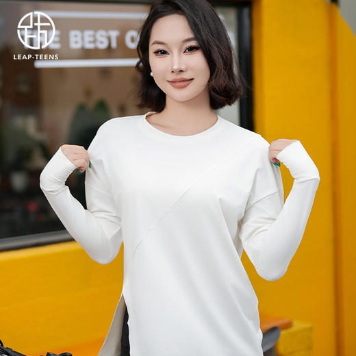 跃牌【瑜堂系列】新款开叉宽松瑜伽服长袖女运动跑步训练健身服上衣JYWC021 商品图5