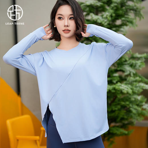 跃牌【瑜堂系列】新款开叉宽松瑜伽服长袖女运动跑步训练健身服上衣JYWC021 商品图2