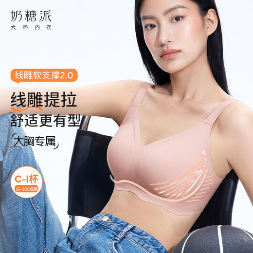 【积分兑换】线雕2.0胸大显小提拉聚拢防下垂文胸女无钢圈胸罩 商品图0