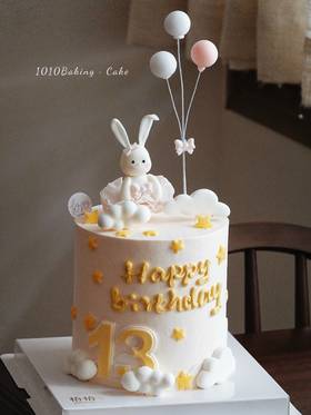 「小兔子·萌萌兔公主」岁数可改·周岁生肖·翻糖巧克力·100%动物奶油（附图5寸超高·提前7天预订）