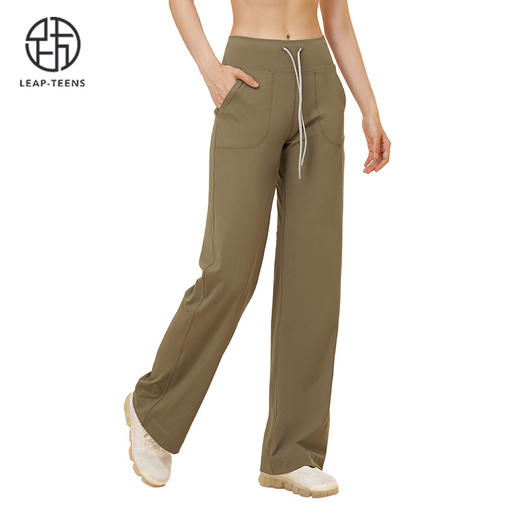 跃牌【瑜堂系列】宽松直筒阔腿裤抽绳高腰提臀健身休闲运动裤女JYJK008 商品图5