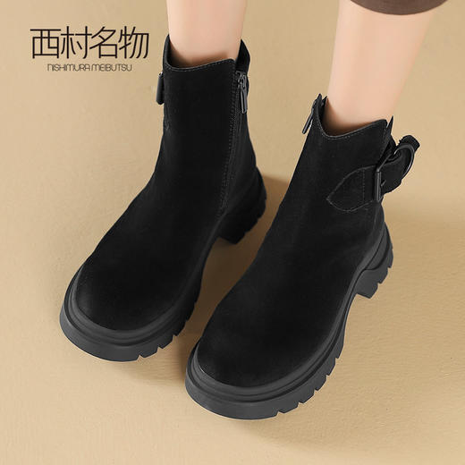 西村名物2024秋冬新款时尚气质厚底休闲靴*英伦风通勤靴女T24DS47831 商品图2