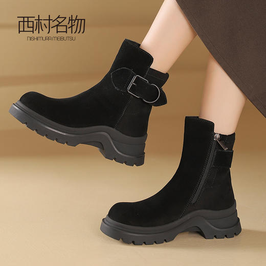 西村名物2024秋冬新款时尚气质厚底休闲靴*英伦风通勤靴女T24DS47831 商品图1