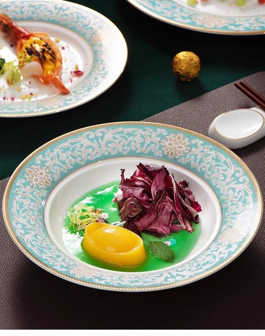 【样品特惠5.5折，无原包装仅1套，无货退款】雷澳娜高档骨瓷餐具碗碟套装家用欧式金边碗盘结婚礼品金域蓝湾10人用52头中餐具【不支持补差，非质量问题不退不换】S 商品图4