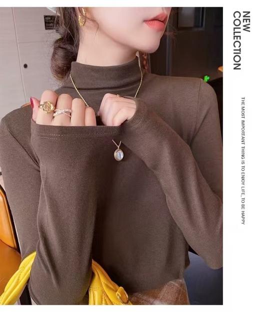 【自营】“万能百搭”【王炸爆款】超暖绒 高弹超软半高领磨毛拉绒打底衫6608-喜出 商品图2