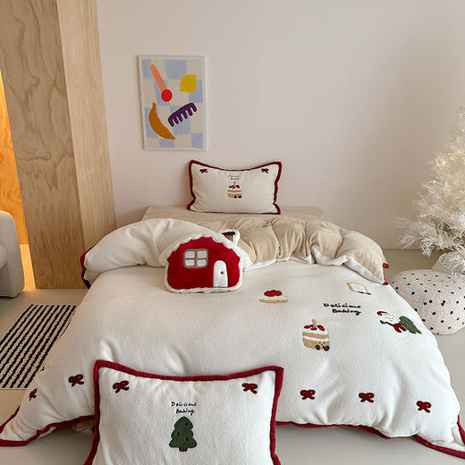 【换季出清】自然醒仿生羊毛绒牛奶绒四件套可爱圣诞人冬季加厚少女心被套珊瑚绒床上用品MT 商品图4