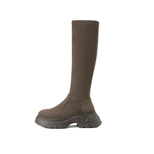 西村名物2024年冬季新款超轻舒适厚底过膝长靴X24DQ46681 商品图3