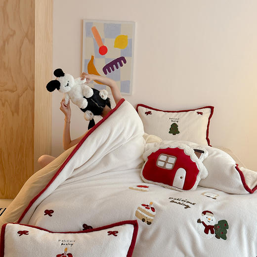 【换季出清】自然醒仿生羊毛绒牛奶绒四件套可爱圣诞人冬季加厚少女心被套珊瑚绒床上用品MT 商品图8