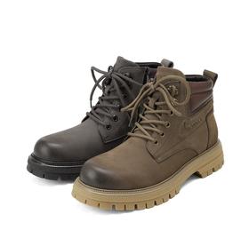 西村名物2024年冬季新款系带加绒男深口鞋男鞋男士商务皮鞋X14DU48211