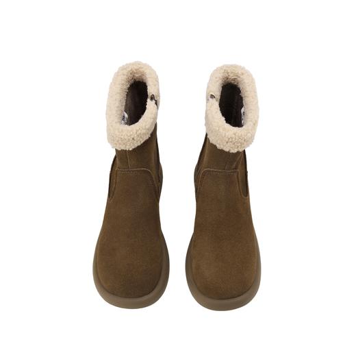 西村名物2024冬季新款时尚厚底加绒软底平底棉鞋毛毛鞋女X24DS47561 商品图2