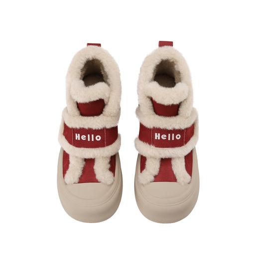 西村名物2024冬季新款时尚厚底加绒软底平底棉鞋毛毛鞋女X24DS47771 商品图4