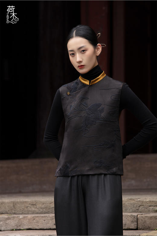 荷木HEMU丨高定绣花马甲/偏襟马甲 商品图5