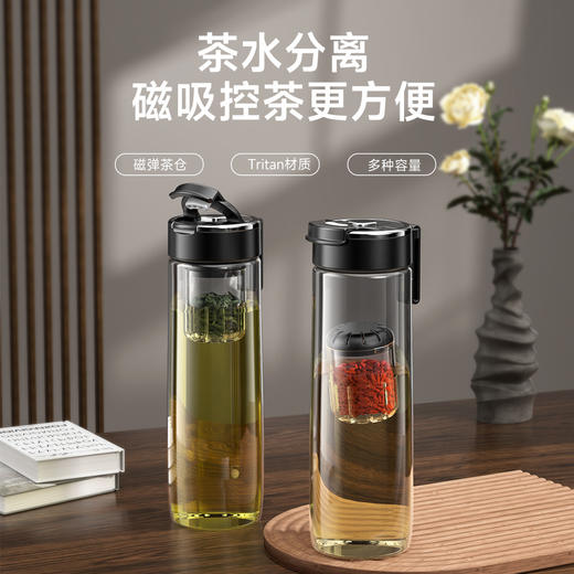FXQ 便携耐高温【弹盖磁弹泡茶杯】茶水分离杯 休闲商务 男女士tritan水杯子 商品图0