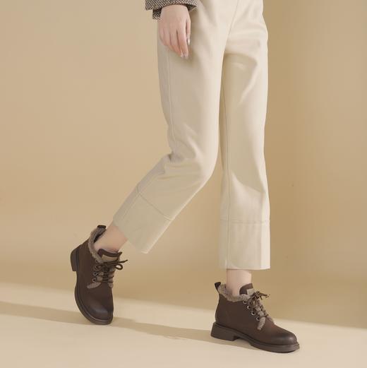 西村名物2024冬季新款时尚厚底加绒软底低跟棉鞋马丁靴女X24DS48271 商品图3