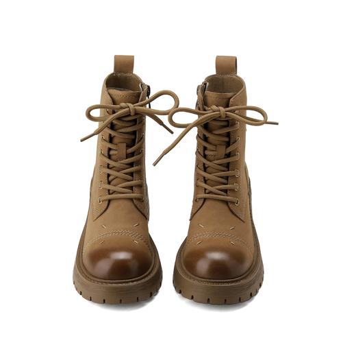 西村名物2024秋冬新款休闲拉链款美拉德厚底粗跟马丁靴女X24DS47211 商品图5