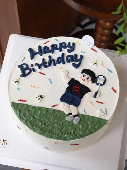 「羽毛球男孩」手绘蛋糕·100%动物奶油（附图8寸·提前3天预订） 商品图0