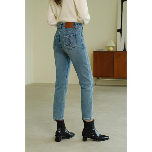 （小眠专属）HeyDress法式德绒牛仔裤女秋冬修身显瘦紧身加绒九分黑色铅笔裤子 商品图3