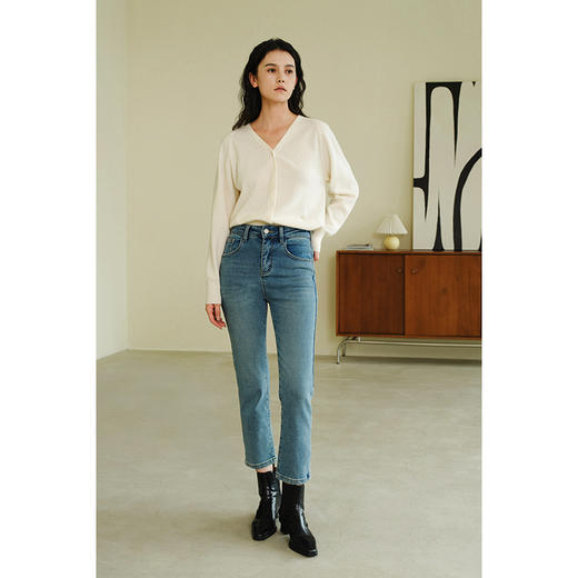 （小眠专属）HeyDress法式德绒牛仔裤女秋冬修身显瘦紧身加绒九分黑色铅笔裤子 商品图1