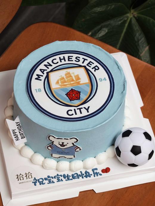 「曼城球迷·足球蛋糕」巧克力糯米糖纸·订制照片·100%动物奶油（附图6寸·提前24小时预订） 商品图0
