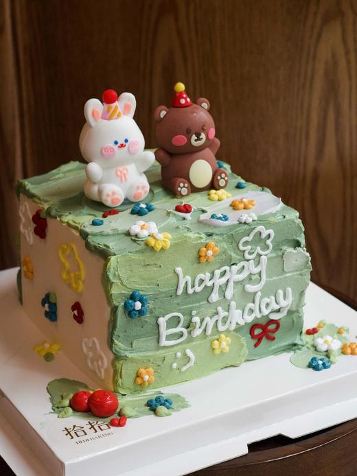 「软fufu熊兔·小甜盒」纪念日·100%动物奶油（附图5寸正方形·提前3天预订） 商品图0