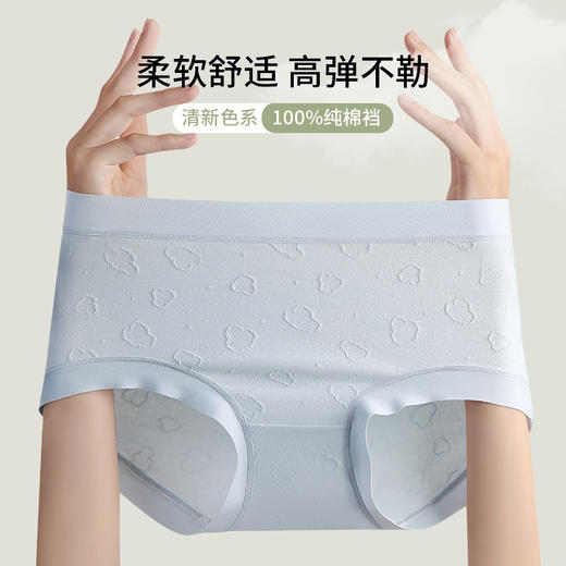 【7A抑菌】洁丽雅4条装中高腰纯棉女士内裤云感亲肤双层纯棉内裆柔软舒适三角裤女 商品图1