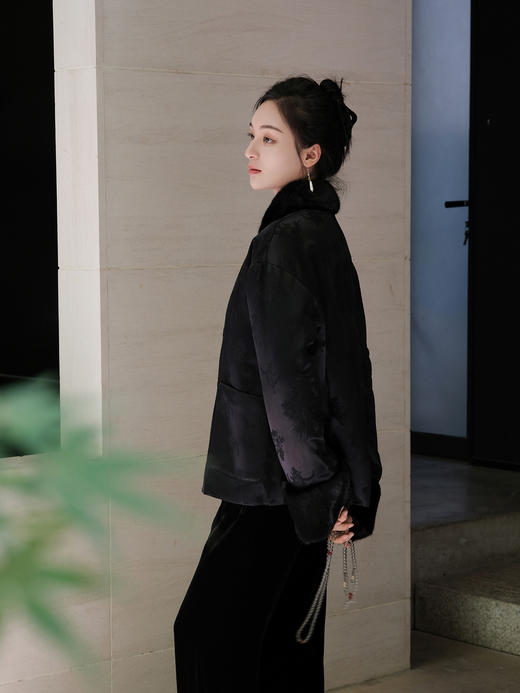 盛唐牡丹|梅兰竹菊冠乐绉配水貂毛棉服 商品图5