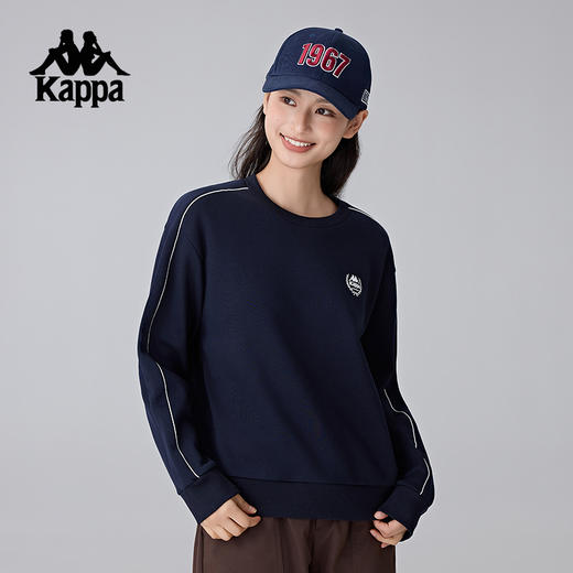 Kappa卡帕背靠背新款针织套头衫秋女款复古运动保暖卫衣圆领上衣K0E82WT20 商品图2